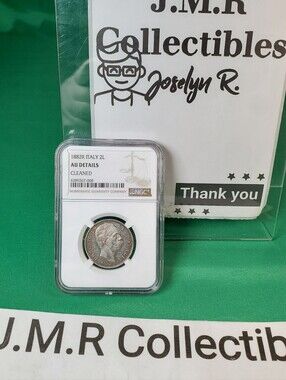 1882 R Italy 2 Lire KM# 23 NGC  AU DETAILS CLEANED